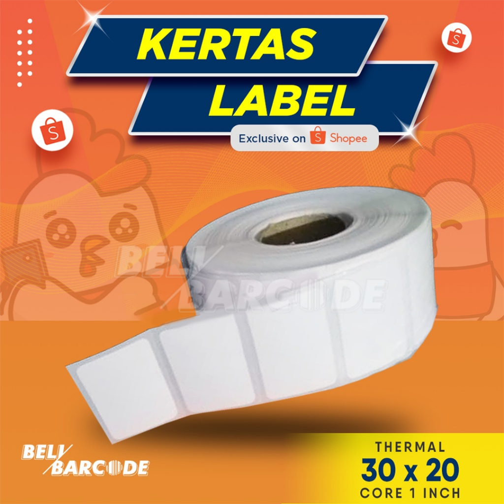 

Kertas Sticker Thermal 30x20 1 Line 30 x 20 mm / 30x20mm 1000pcs Resi