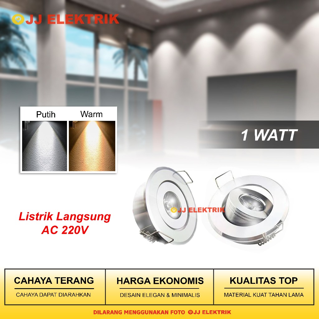 Spotlight Mini 1W Lampu Sorot LED Kecil 1 Mata Warm White Atau Putih