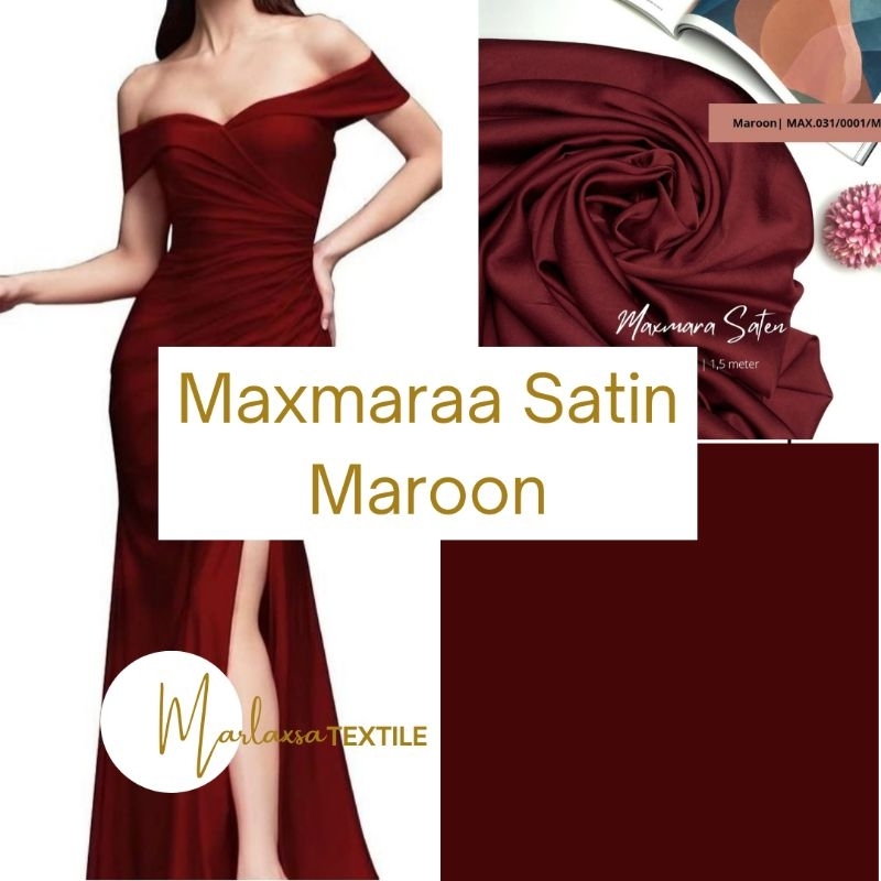 KAIN PURE SILKY SATIN MXM | Merah Marun | Maroon