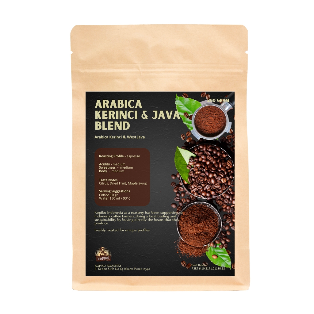 

Biji Kopi Bubuk Arabica Kerinci & Java Blend Grade 1 Coffee Roast Beans Espresso 200 gram