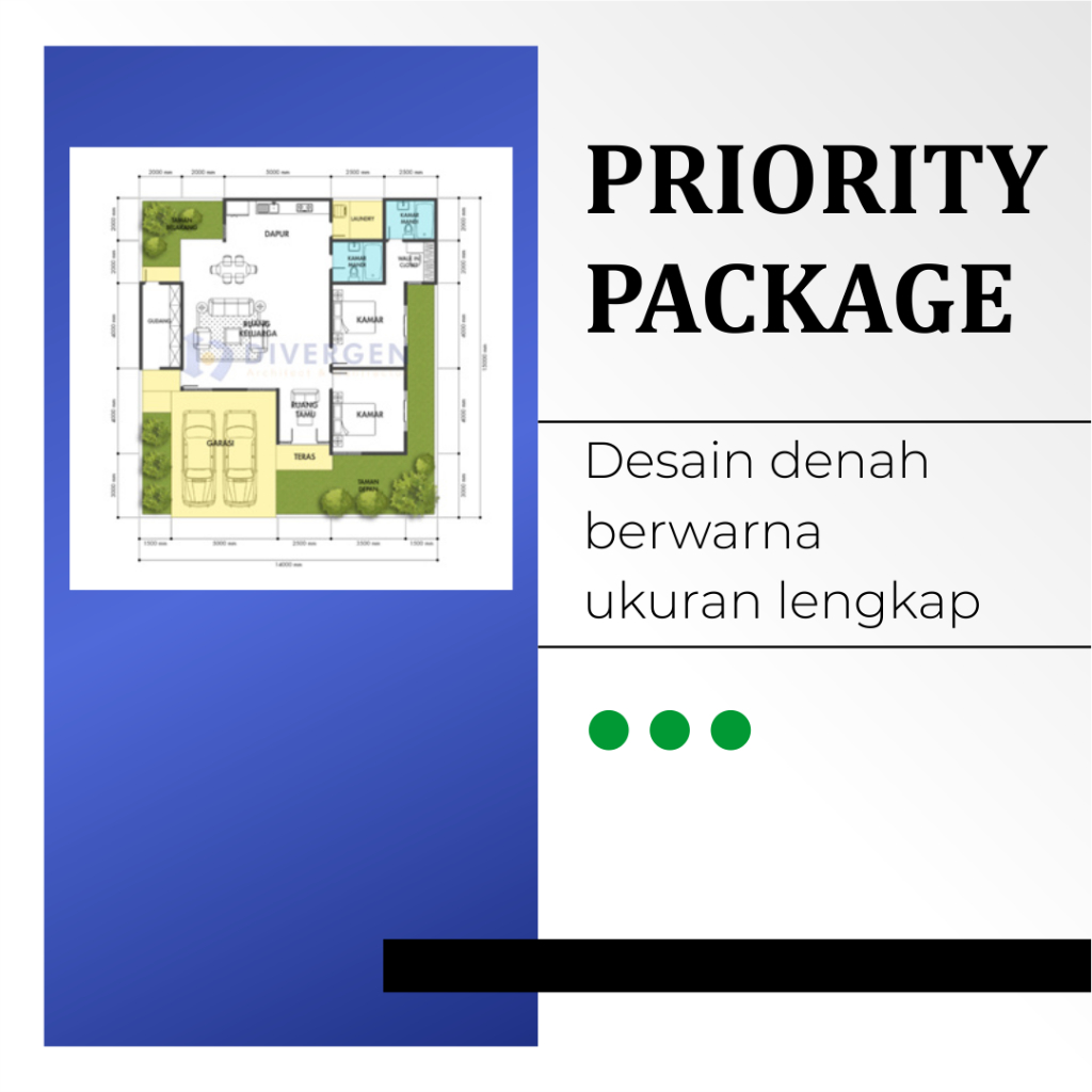 [ Paket Priority ] Desain Denah Rumah Berwarna Ukuran Lengkap