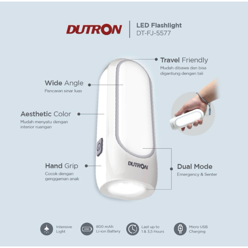 LED LAMPU EMERGENCY+SENTER 5W DUTRON