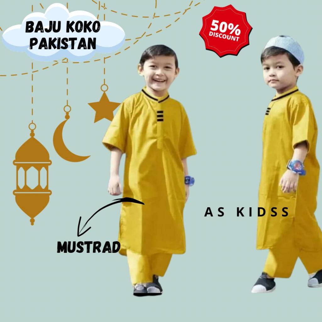 SETELAN BAJU KOKO PAKISTAN LENGAN PENDEK 1-10 TAHUN PLUS TOPI PAKAIAN ANAK LAKI LAKI BAJU MUSLIM ANA