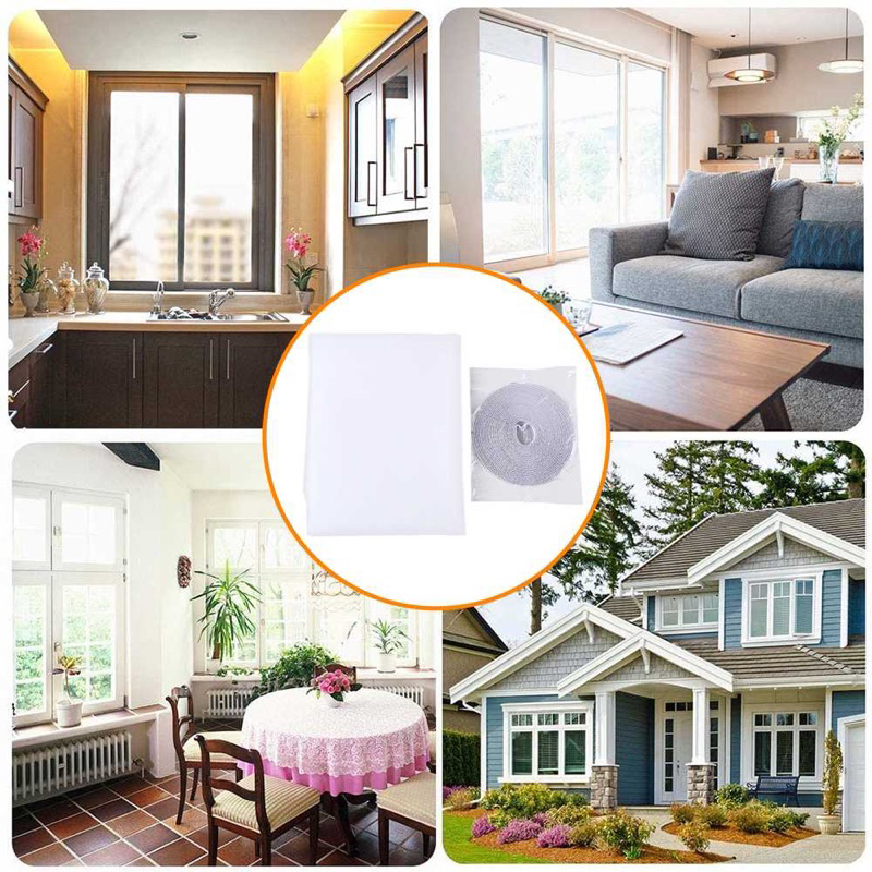 D3W Jaring Nyamuk Jendela Jaring Kasa + Perekat Velcro / Hitam Putih