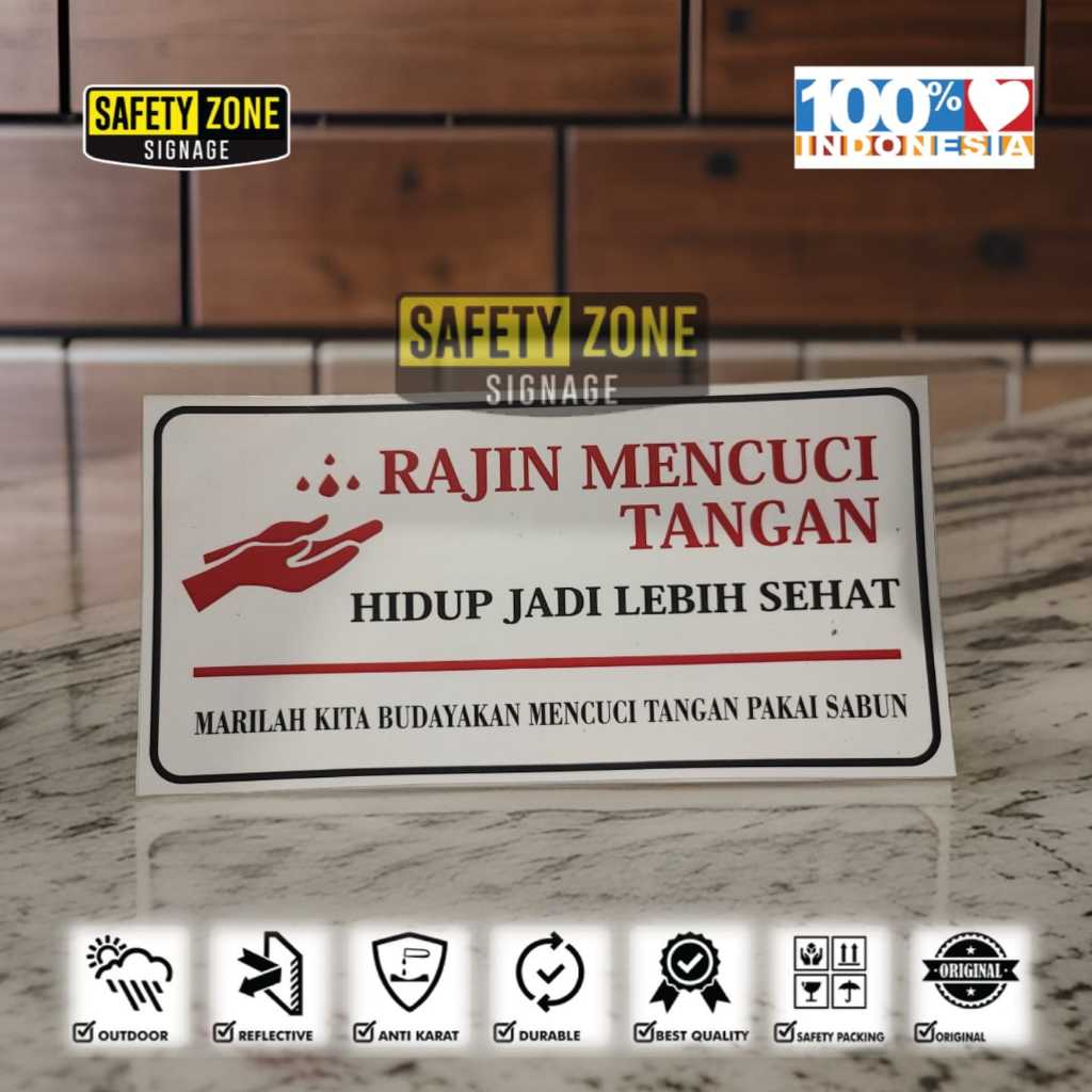 

Sign Sticker Rajin Mencuci tangan ukuran 7cm x 14cm