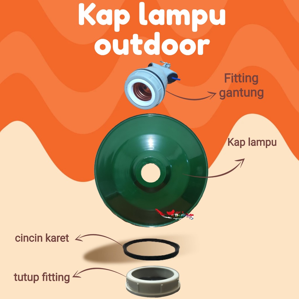 Kap Lampu Satu Set Outdoor Wd Hijau Gantung E27 Lampu Kap Lampu Tiang Kap Jalan Kap Wd Hijau Kap Wd