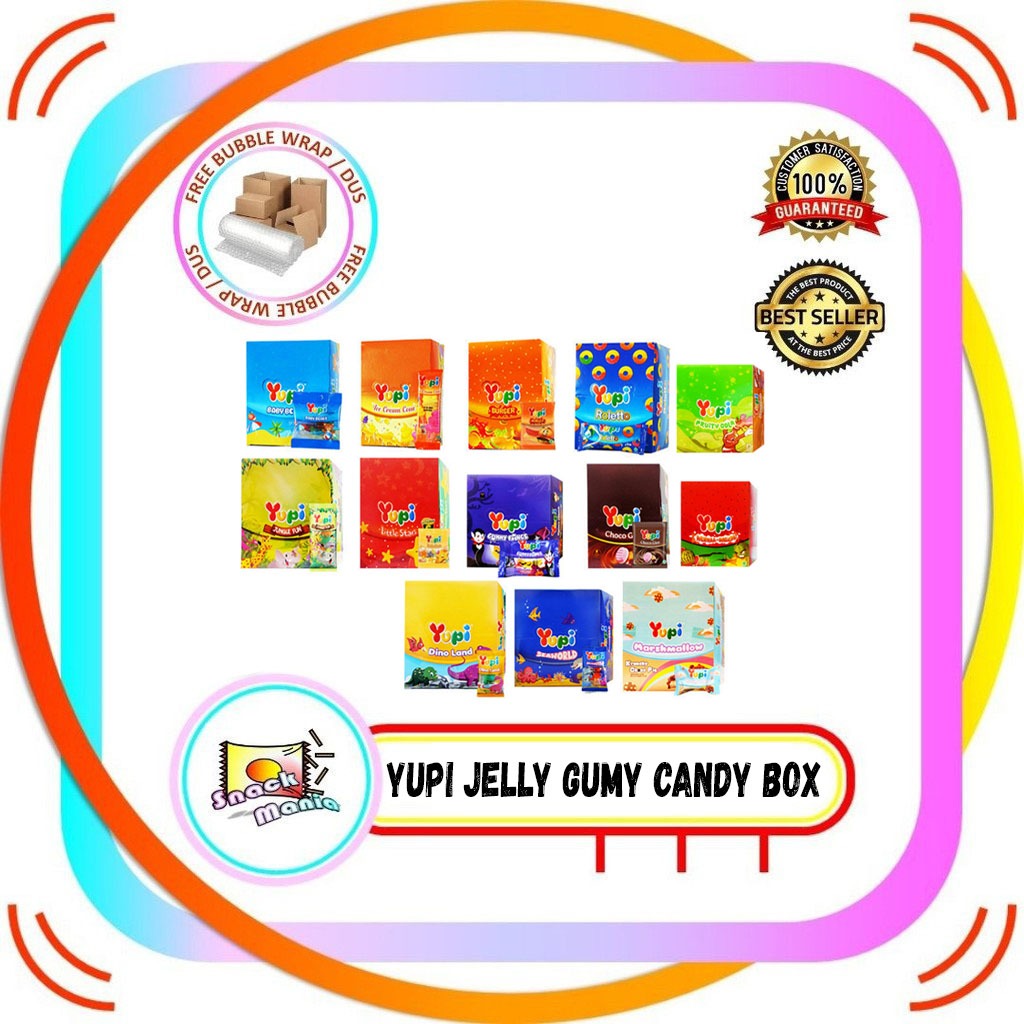 

Yupi Permen Jelly Gummy Candy Baby Bears - Ice Cream Cone - Burger - Jungle Fun - Little Star - Gummy Fangs - Seaworld - Dino Land - Choco Glee - Roletto - MarshmellowBOX