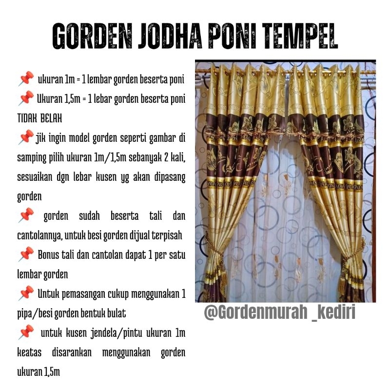 GORDEN JENDELA PANJANG PONI RUANG TAMU PINTU TENGAH/GORDEN PONI MEWAH TEBAL ELEGAN/TIRAI PENYEKAT