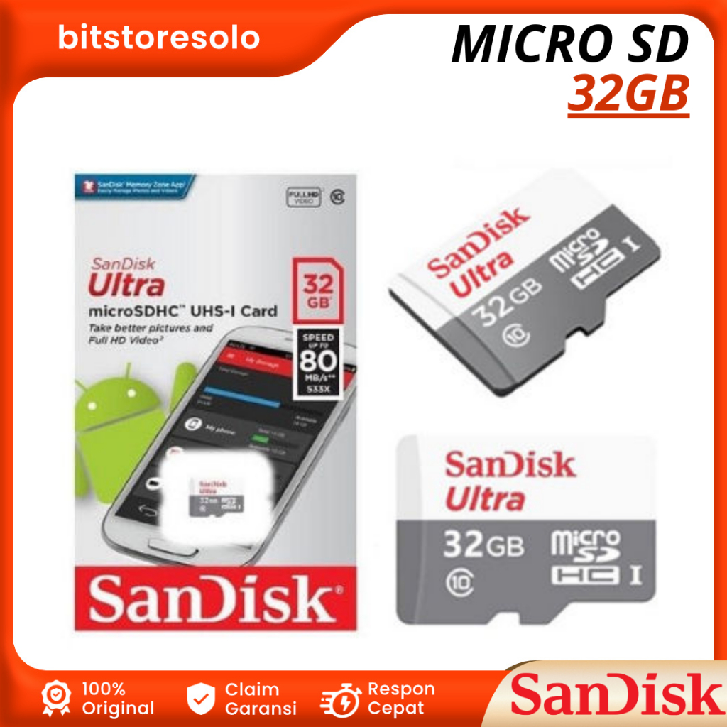 Micro SD MMC Memory Card Sandisk 32 GB 32GB Class 10 80Mb Original