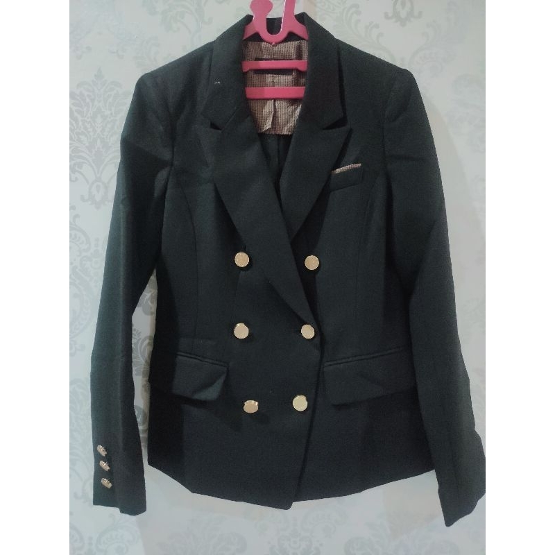 Blazer Hitam Premium Balmain/Double Breast Brand Roem