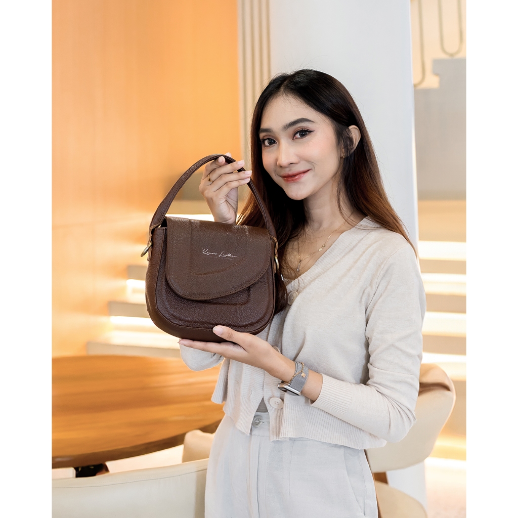 Kenes Leather Tas Selempang Wanita Sling Bag &amp; Hand Bag Kulit Asli SELENA MILL- Free Gravir Nama