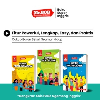 Buku Belajar Bahasa Inggris : 3 Buku Super + member area + video audio pembelajara ala Mr. Bob Kampu