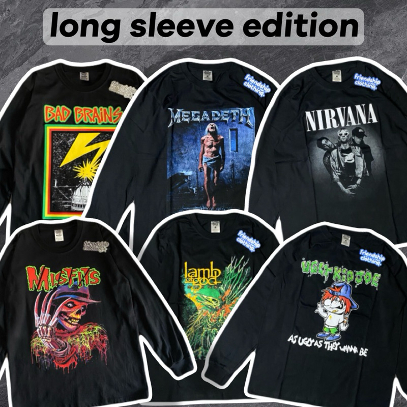 KAOS BAND LENGAN PANJANG BAJU MUSIK LONG SLEEVE TSHIRT BAND ROCK METAL
