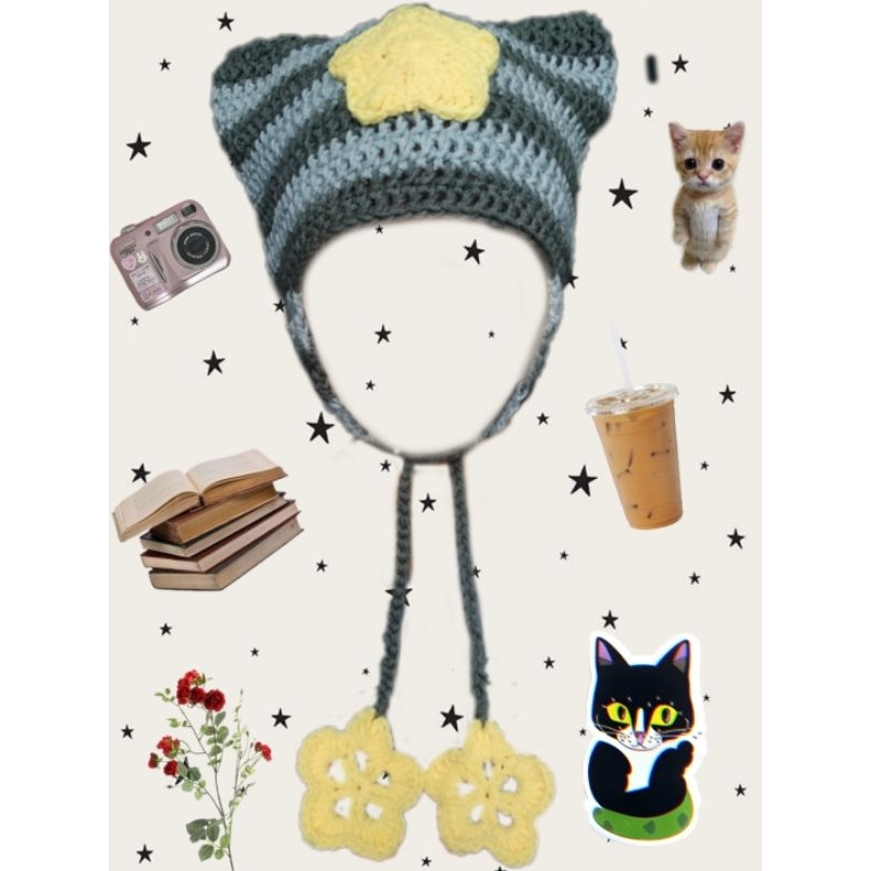 cat beanie crochet beabadoobee