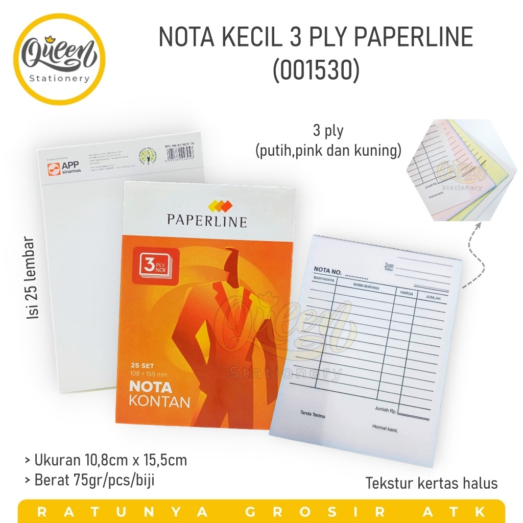 

1 PCS NOTA KECIL 3 PLY PAPERLINE / NOTA KONTAN / BUKU NOTA 3 RANGKAP (001530)