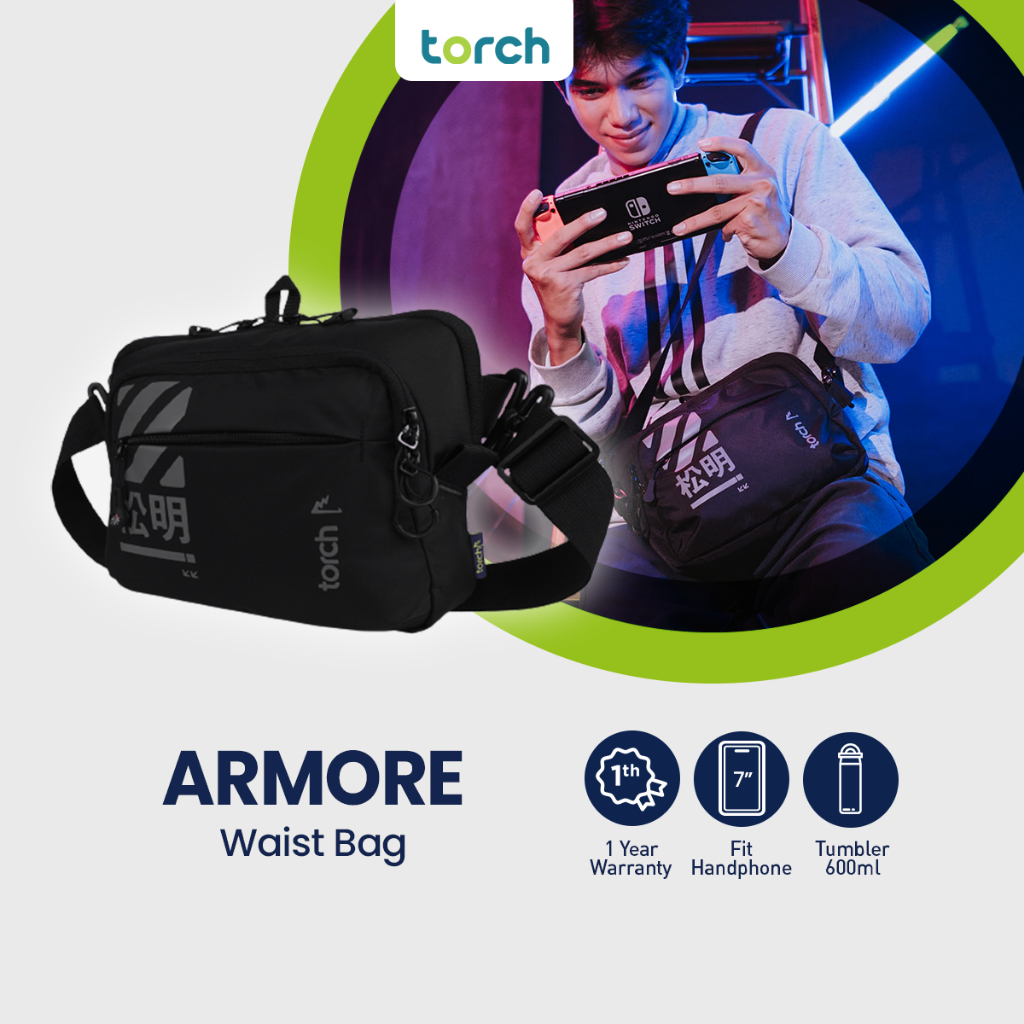 TORCH Armore 2 in 1 Tas Selempang Bahu Tas Pinggang Haji Umrah Umroh Gamers Gaming IPad Mini Pria Wa