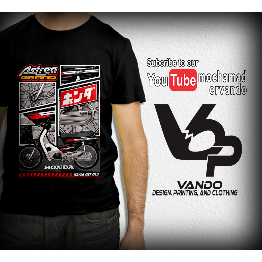 Kaos Motor Pria Honda Astrea Grand Comic Distro Lengan Pendek Hitam Original