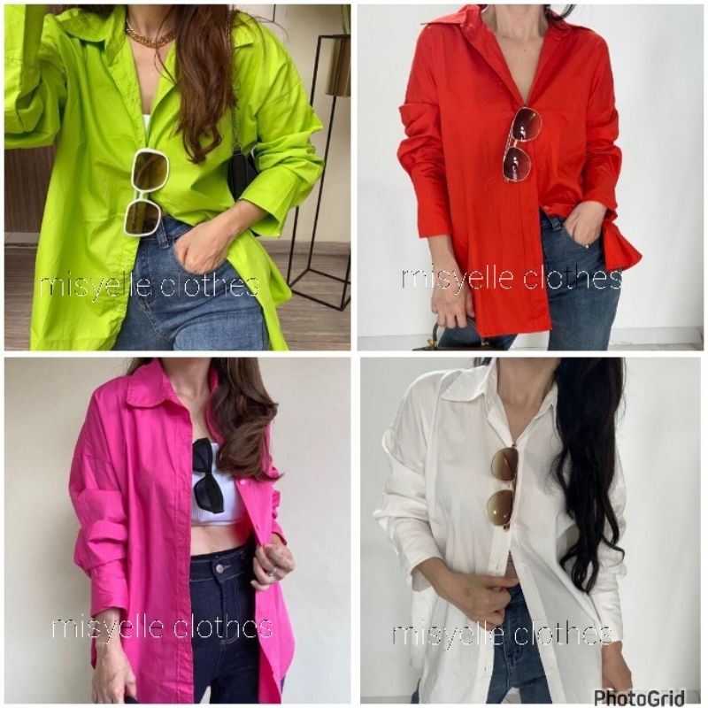 MICHELLE CLOTHES KEMEJA WANITA POLOS BASIC KATUN POPLIN