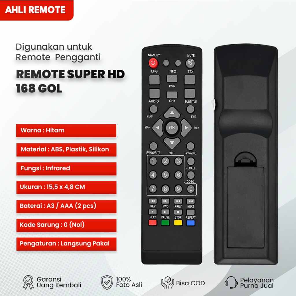 Remote STB Super HD 168 GOL DVB T2 (Gardiner Optus Lgsat) / Remot STB Super HD