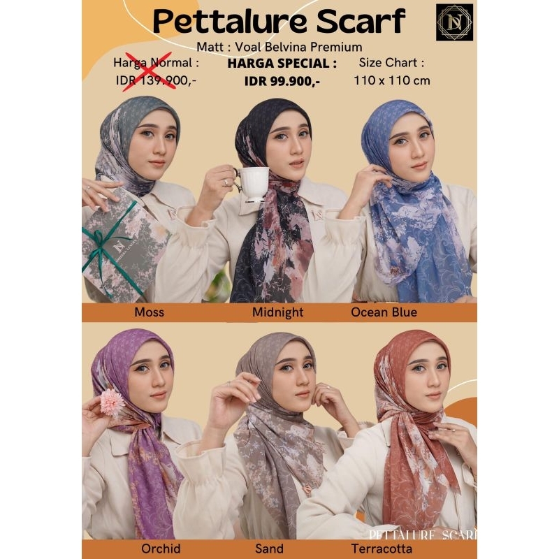 Hijab jilbab kerudung segi empat motif PETTALURE SCARF original Nadhera luxury