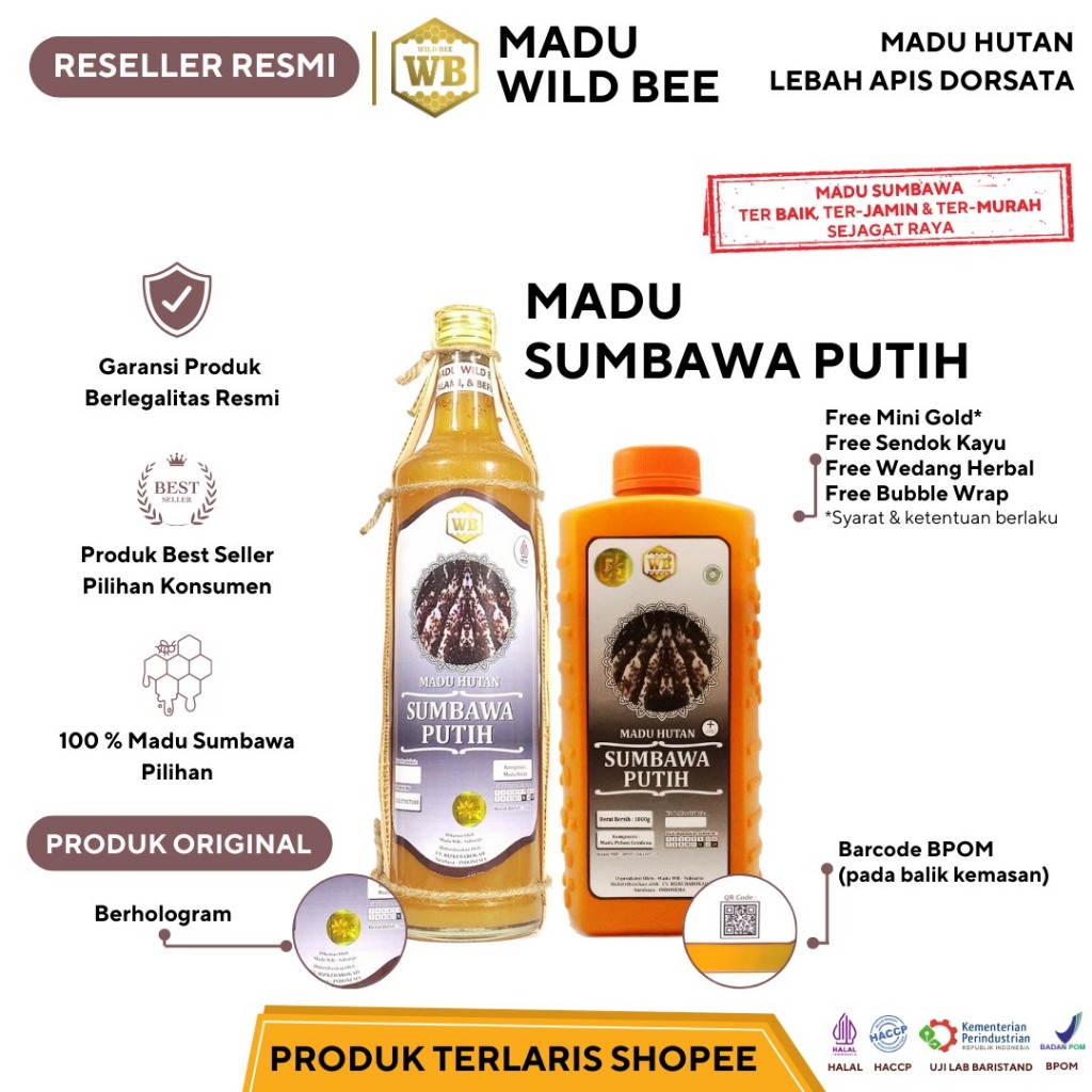 

madu Sumbawa putih asli murni hutan garansi produk original merk wildbee