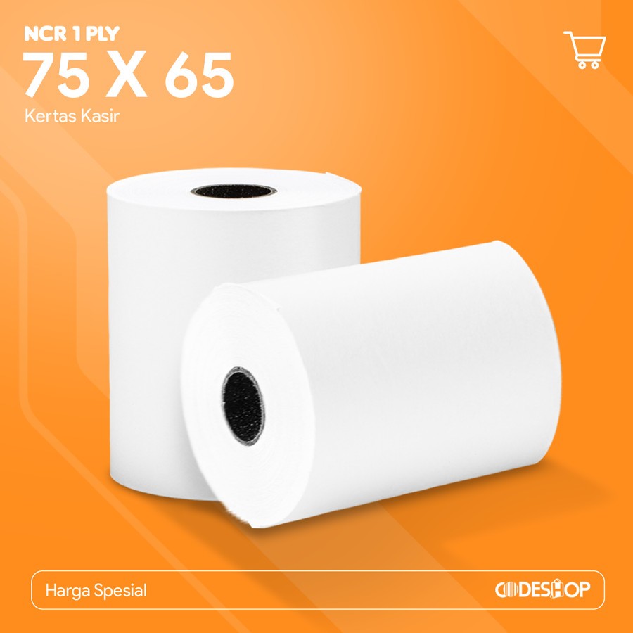 

Kertas NCR 75x65 1Ply Struk Kasir Printer 75 x 65 100 Roll 1 Rangkap