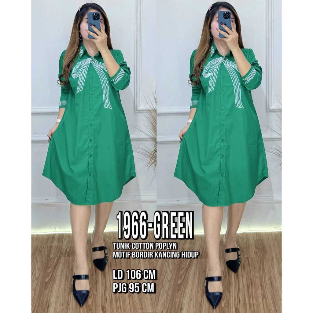 M8777 tunik motif bordir fashion bangkok new bahan katun 1966