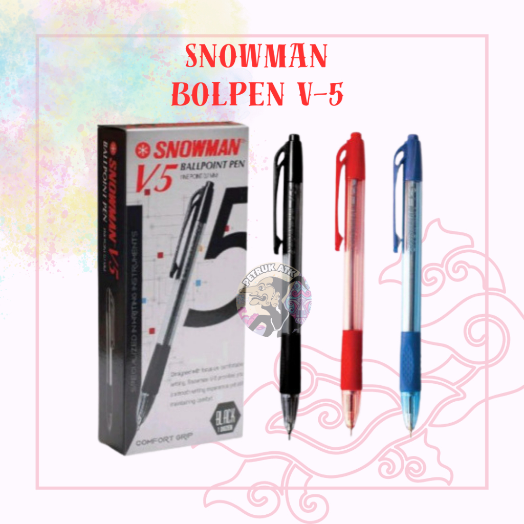 

[PCS] BOLPEN PULPEN SNOWMAN V5 / V-5 0.7 MM HITAM / BIRU / MERAH