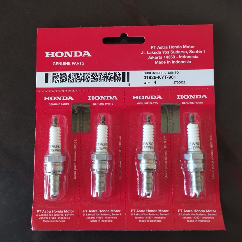 BUSI SPARK PLUG U27EPR-9 DENSO 31926-KYT-901 HONDA BEAT CB CBR CRF MEGAPRO PCX SCOOPY VARIO VERZA 10