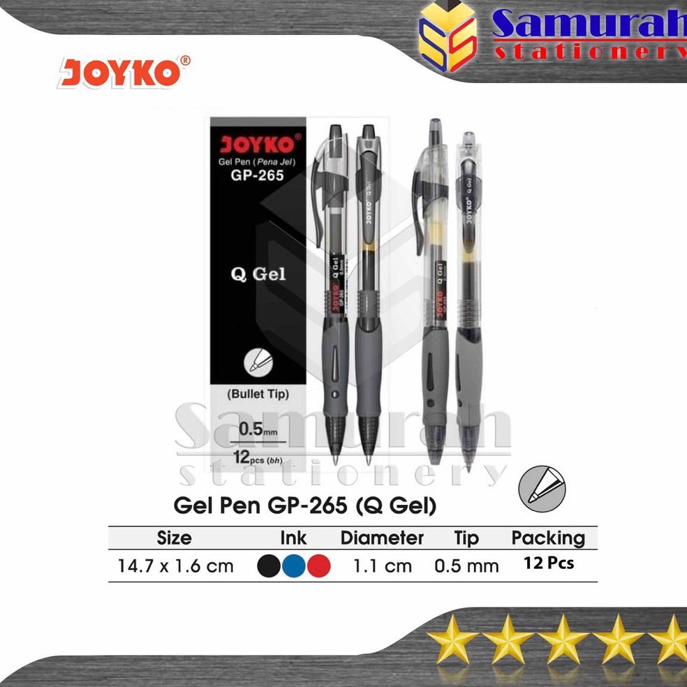 

ART J99R Gel Pen Joyko Q Gel GP 265 GelPen QGel GP265 5 mm Pulpen JK GP265 Hitam Biru Merah Cetek