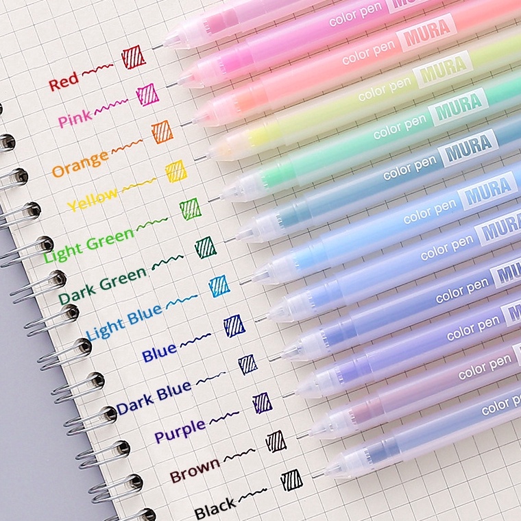 

ART R69P 12 PCS Colored gel pens set Kawaii blue 5 mm ballpoint pen for journal Cute School stationary supplies