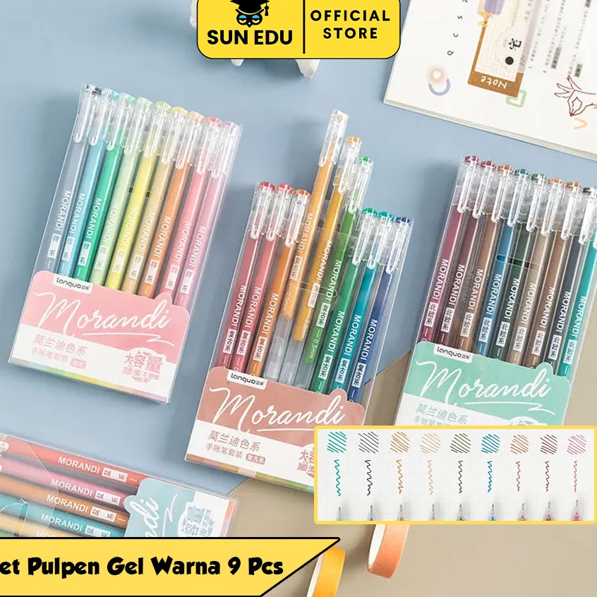 

ART S58B 9 PCS Gel pen set colors Colorful pulpen warna cute morandi