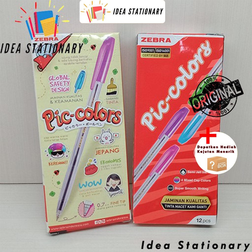 

Ballpen Bolpoint Pulpen Pen Piccolors Zebra 0.7 mm Tinta Hitam Isi 12 pcs / Pack / Box