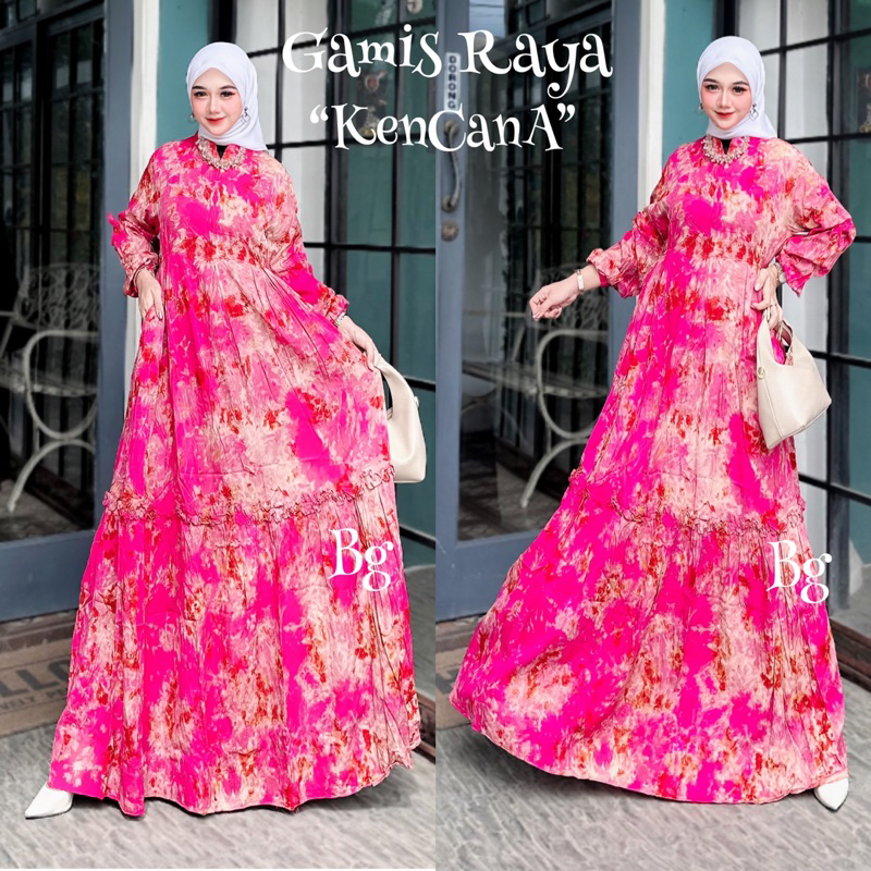 Gamis raya twill ori Kencana Pink Bg collection