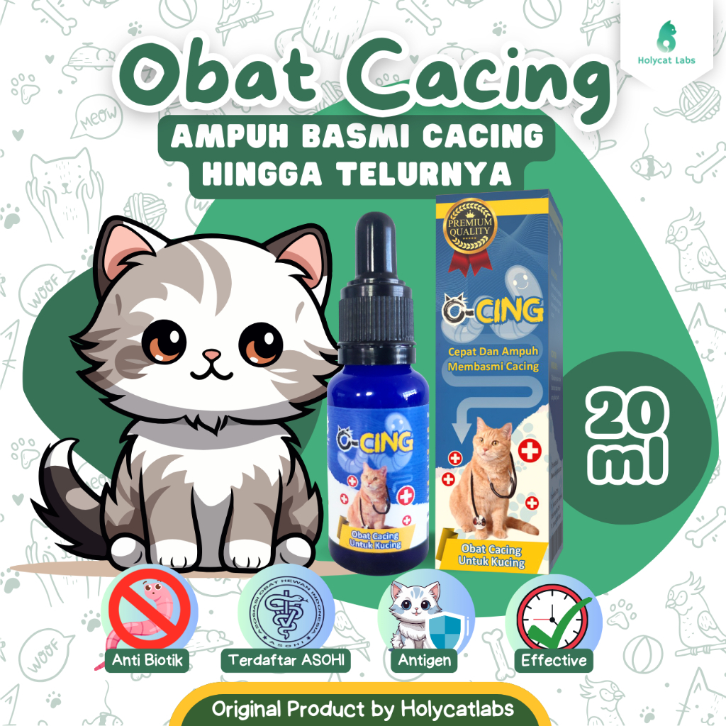 Obat Cacing Kucing dan Anjing O cing obat cacing 20 ml bayworm Obat Cacing Kucing O-cing Ocing obat 