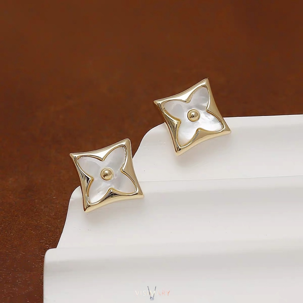 VISIMARY - A59 ANTING TITANIUM PREMIUM WANITA Anting Bunga Putih Anting Trendy
