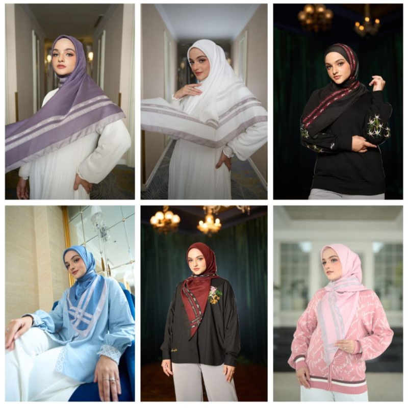 Mandjha Free Box Ivan Gunawan Fashion Scarf Hijab Motif Original Felicity White Taupe,Produksi Juga 