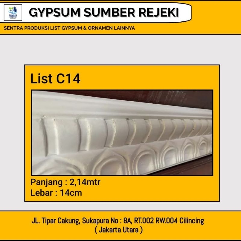 Lis/List Profil Gypsum Plafon, Motif C14