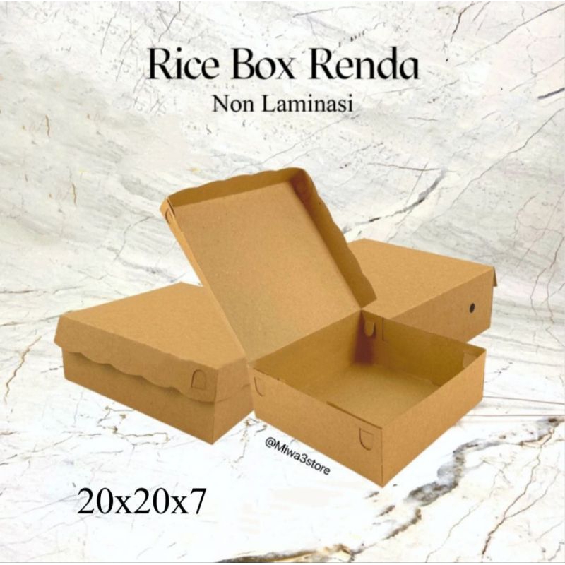 

Kotak Nasi Catering Rice Box Dus Kue Snack Kraft Coklat Renda 20x20x7