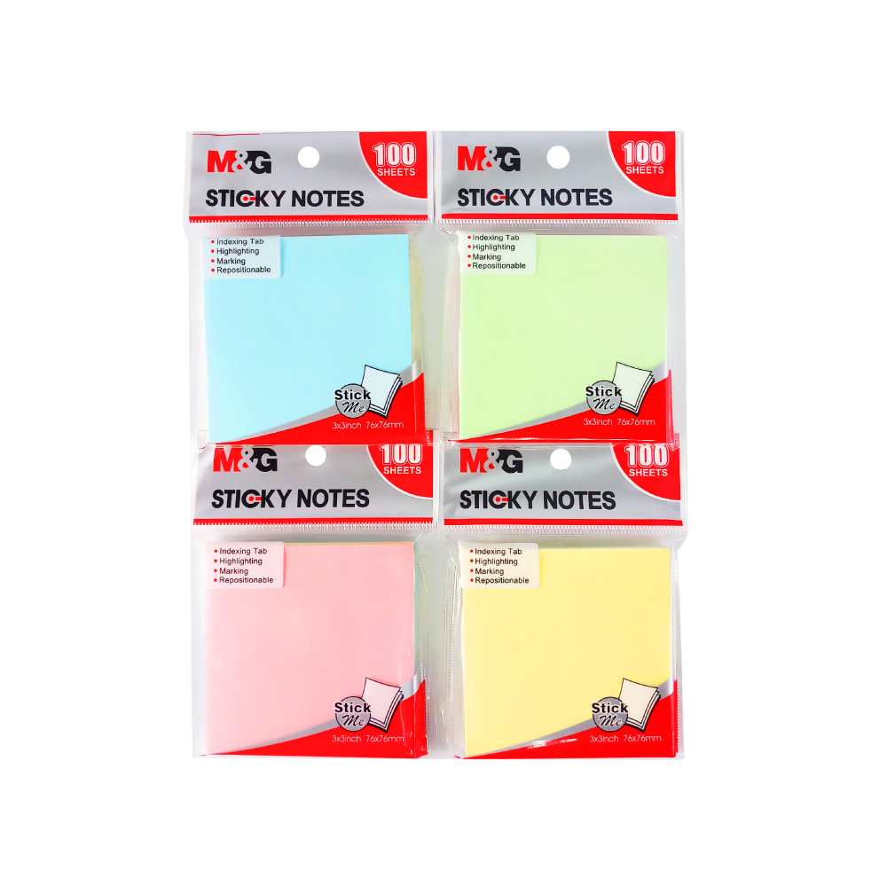 

Sticky Notes memo Tempel Warna Soft Pastel 100's M&G Notepad 76 x 76 mm