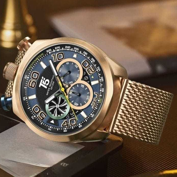 [COD] Jam Tangan Analog Pria Sporty Chronograph Water Resistant T5 H 3748 Original