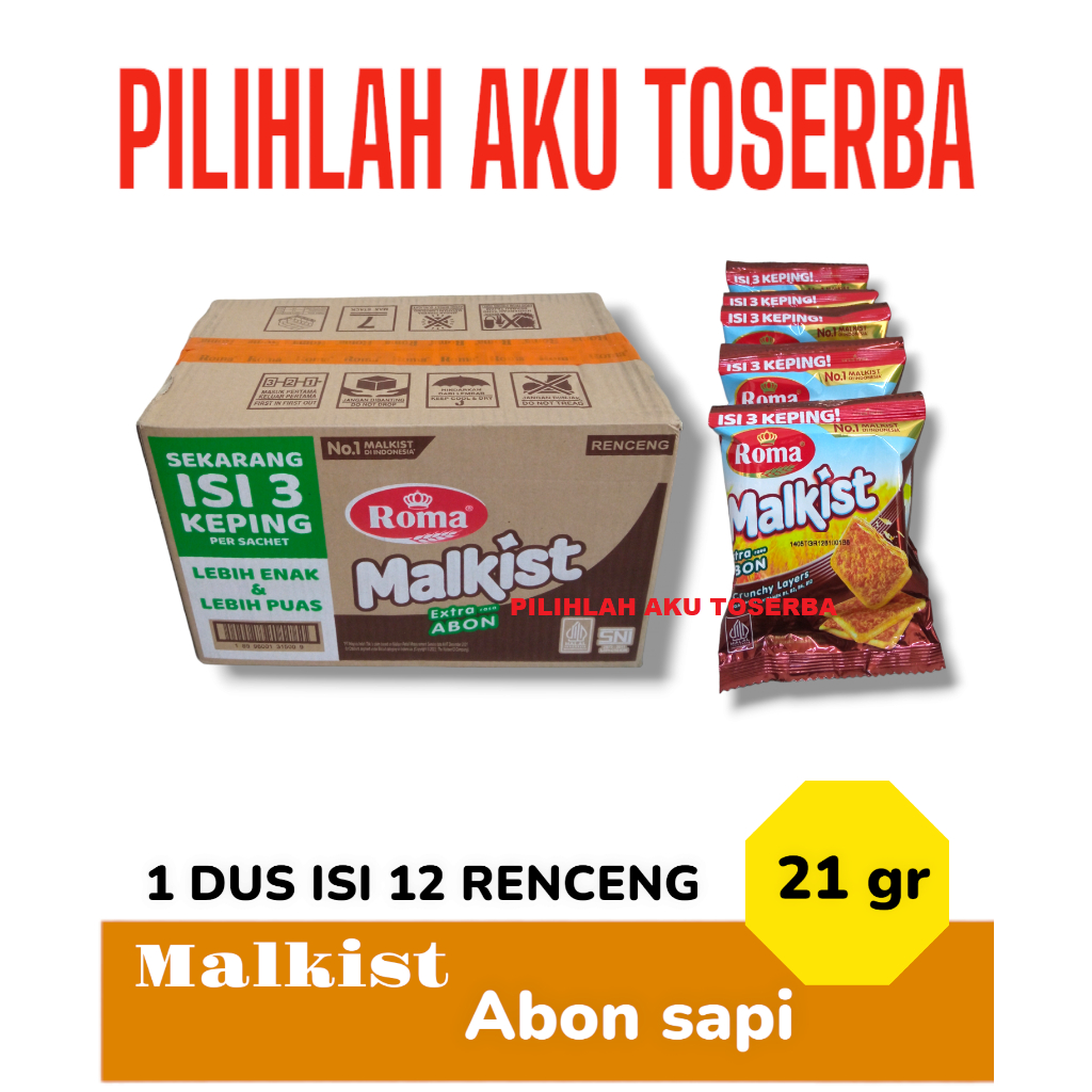 

Biskuit Roma Malkist Abon Crackers Renceng 21 Gr - 1 KARDUS ISI 12 RENCENG