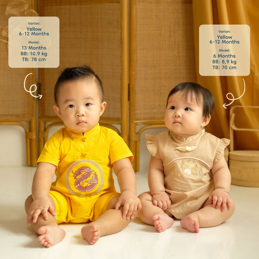 Nice Kids - Year of Dragon Cheongsam Baby Boy &amp; Girl (0-12 Bulan) Baju Sincia Baju Imlek Tahun Naga Bodysuit Bayi Onesie Jumper Romper Anak Laki-laki Bodysuit Anak Perempuan