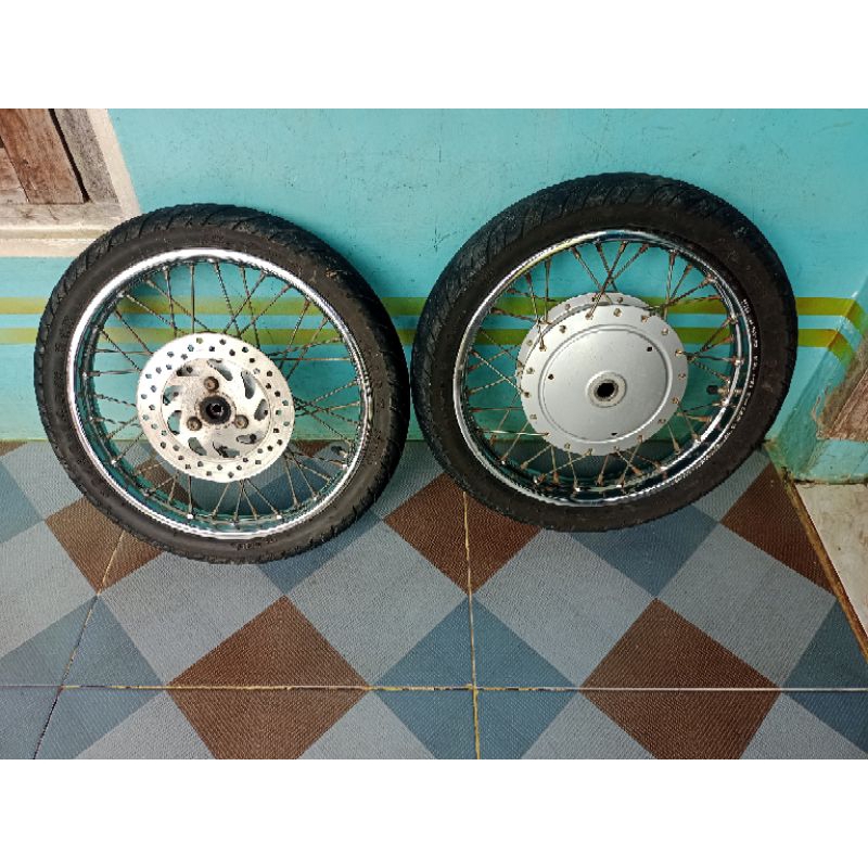 velg / pelek ruji komplit full depan belakang bonus ban dan piringan Mio m3, Mio z, soul GT 125, Fin