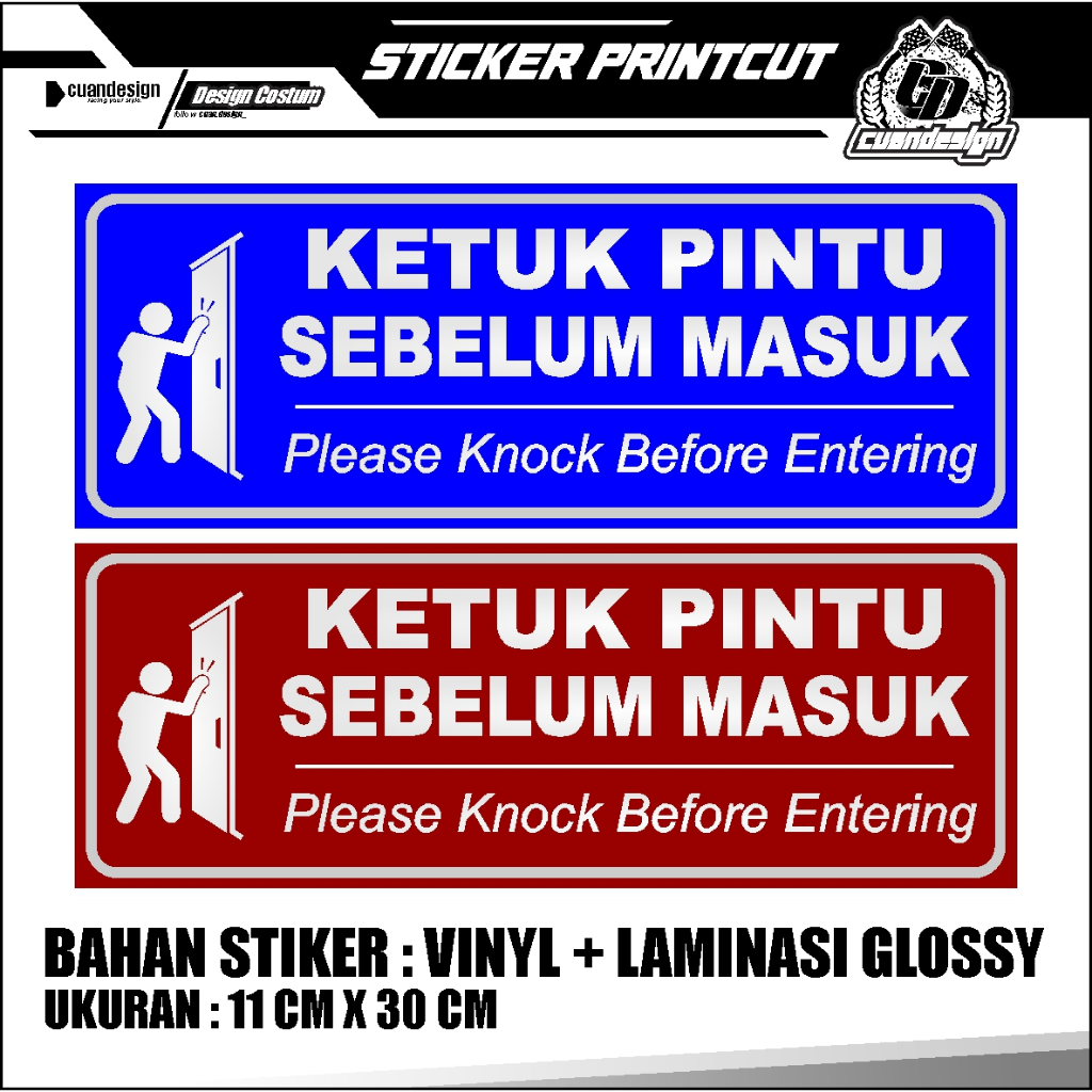 

STIKER KETUK PINTU SEBELUM MASUK + LAMINASI GLOSSY AWET TAHAN LAMA DAN ANTI AIR