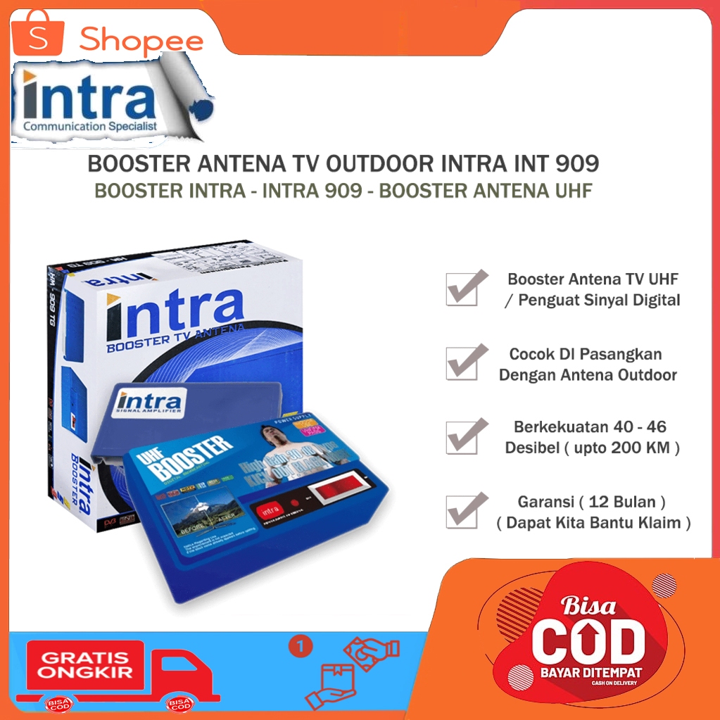 Boster Antene Intra INT-909 Penguat sinyal TV SOLISI TV DIGITAL SIGNAL NYA KURANG SETABIL