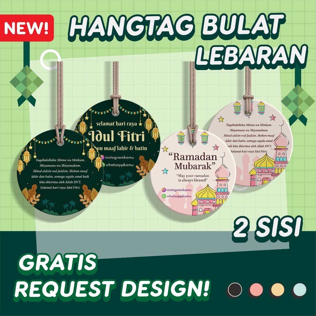 

Hang Tag Lebaran 2 Sisi Custom Tag Label Hampers Idul Fitri Free Design