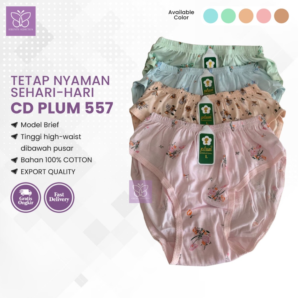 Celana Dalam Wanita CD Plum 557 Bahan Cotton Premium By Serenity Seduction