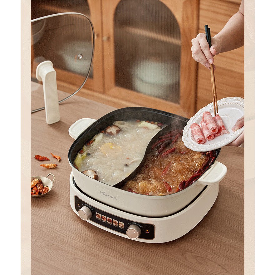 Bear Electric Hotpot Grill Cooker Multifunction Removeable Pan New