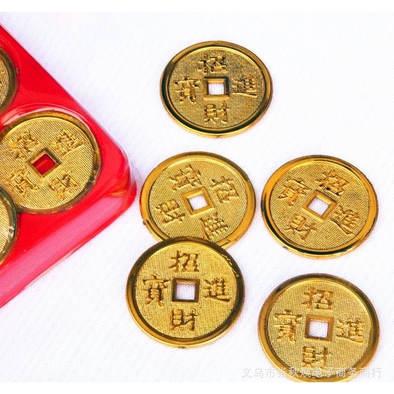 Dekorasi Hiasan Imlek Koin Emas / Pajangan Uang Koin Emas Kecil / Hiasan Uang Imlek